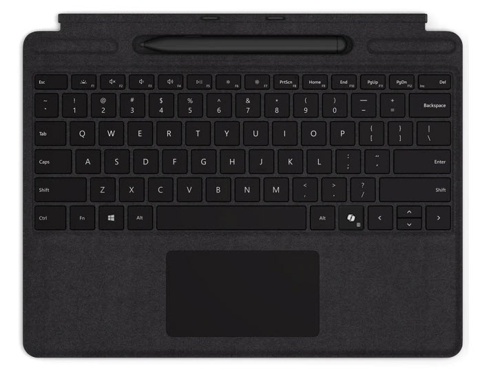 MS Surface Pro 8/9/10 Type Cover Copilottaste mit Slim Pen 2 Bundle Schwarz (Vor