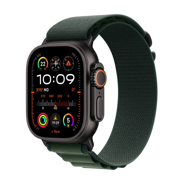 Apple Watch Ultra 2 (2024) black titanium 49mm 4G dark green alpine loop Size M 