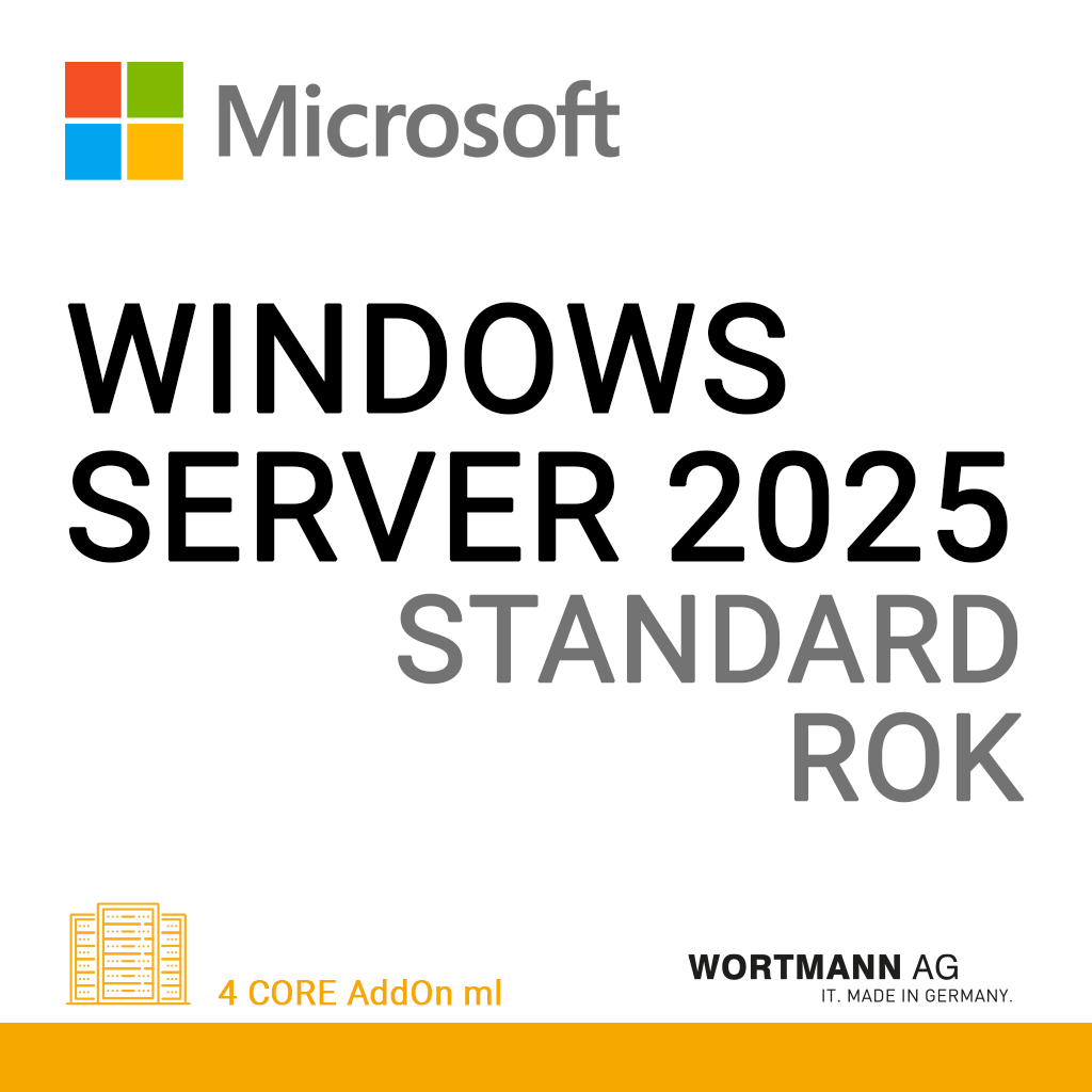 Microsoft Windows Server 2025 Standard 04 Cores AddOn ml ROK Wortmann